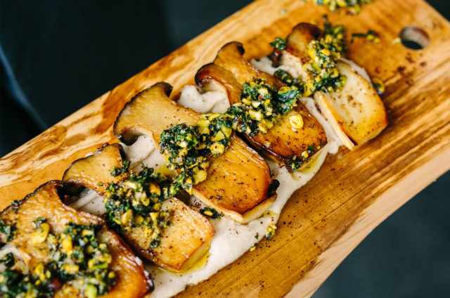 Forklift Catering King Oyster Mushrooms with Pistachio Salsa Verde Kelly Benvenuto Photography